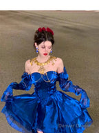 Sexy French High Low Sweetheart Christmas Dress Royal Blue Birthday Dresses Birthday Outfits