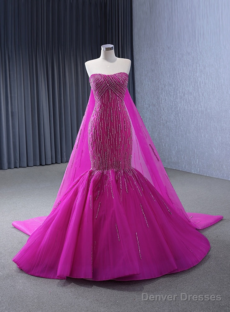 Sexy Fuchsia Mermaid Beading Prom Dres Main image