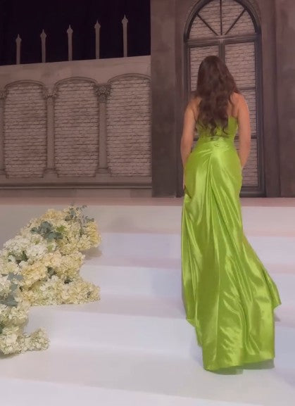 Sexy Green Strapless Mermaid Formal Dress Sweetheart  Evening Dress Elegant Satin Long Prom Dress