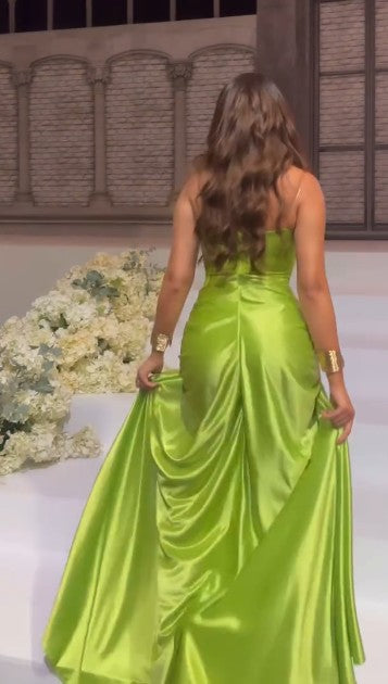 Sexy Green Strapless Mermaid Formal Dress Sweetheart  Evening Dress Elegant Satin Long Prom Dress