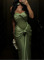 Sexy Green Strapless Mermaid Formal Dress Sweetheart  Evening Dress Elegant Satin Long Prom Dress