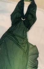Sexy Halter Ombre Green Chiffon Backless Long Prom Dress Evening Dress