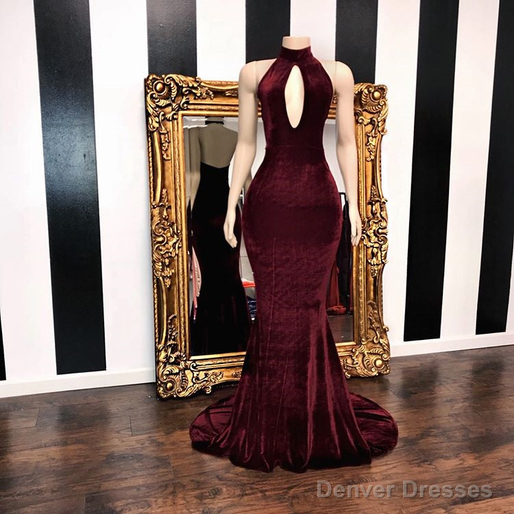 Sexy Halter V-neck Mermaid Prom Dress Burgundy Long Chiffon Secondary image