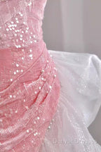 Sexy High Low Off The Shoulder Pink Velvet Prom Dress