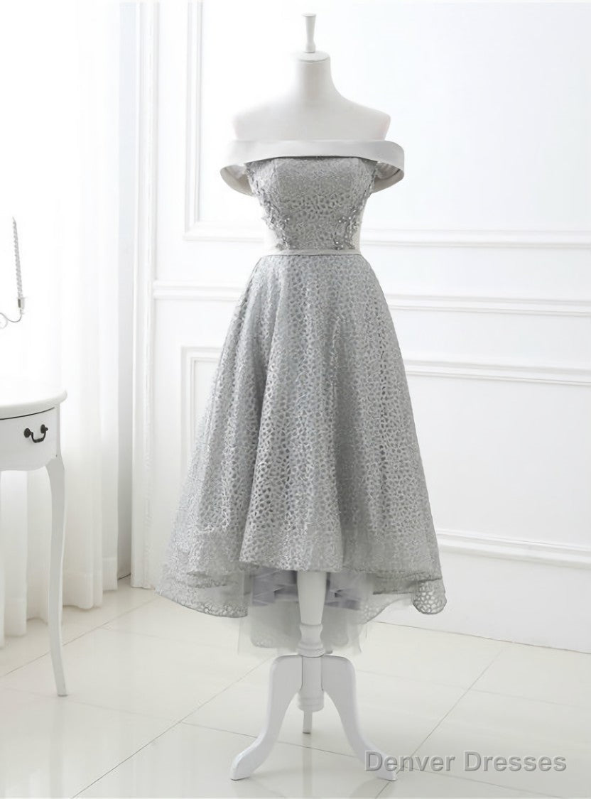 Sexy High Low Prom Dress Off the Shoulder Prom Dresses Main image