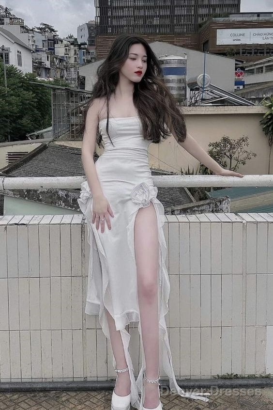 Sexy High Low Strapless White Prom Dresses 21Th Birthday Outfit