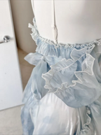 Sexy High Low Straps Blue Prom Dress 21Th Birthday Outfit