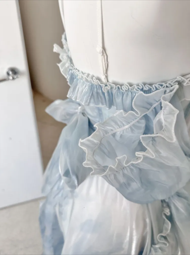 Sexy High Low Straps Blue Prom Dress 21Th Birthday Outfit