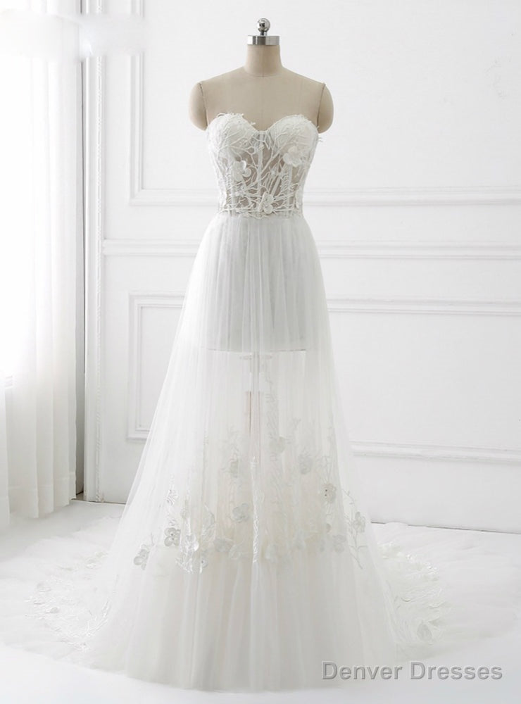 Sexy Illusion Wedding Dress A Line Bohemian Wedding Dress Zipper Back Main image