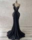 Sexy Mermaid Black Satin Prom Dress Long Prom Dress