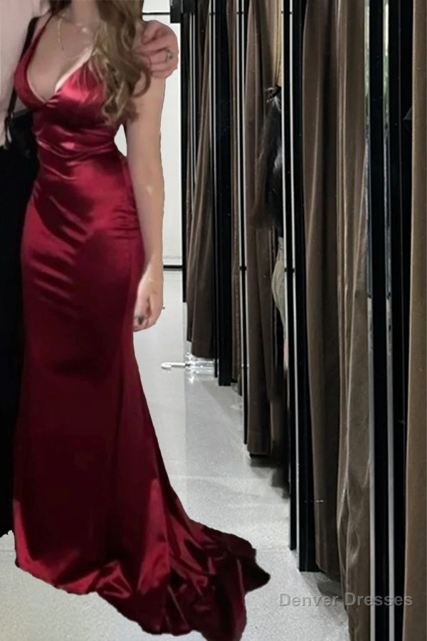 Sexy Mermaid Burgundy Spaghetti Straps Prom Dress 22th Birthday Outfits Secondary image
