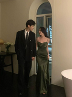 Sexy Mermaid Green Party Dress Satin Prom Dress
