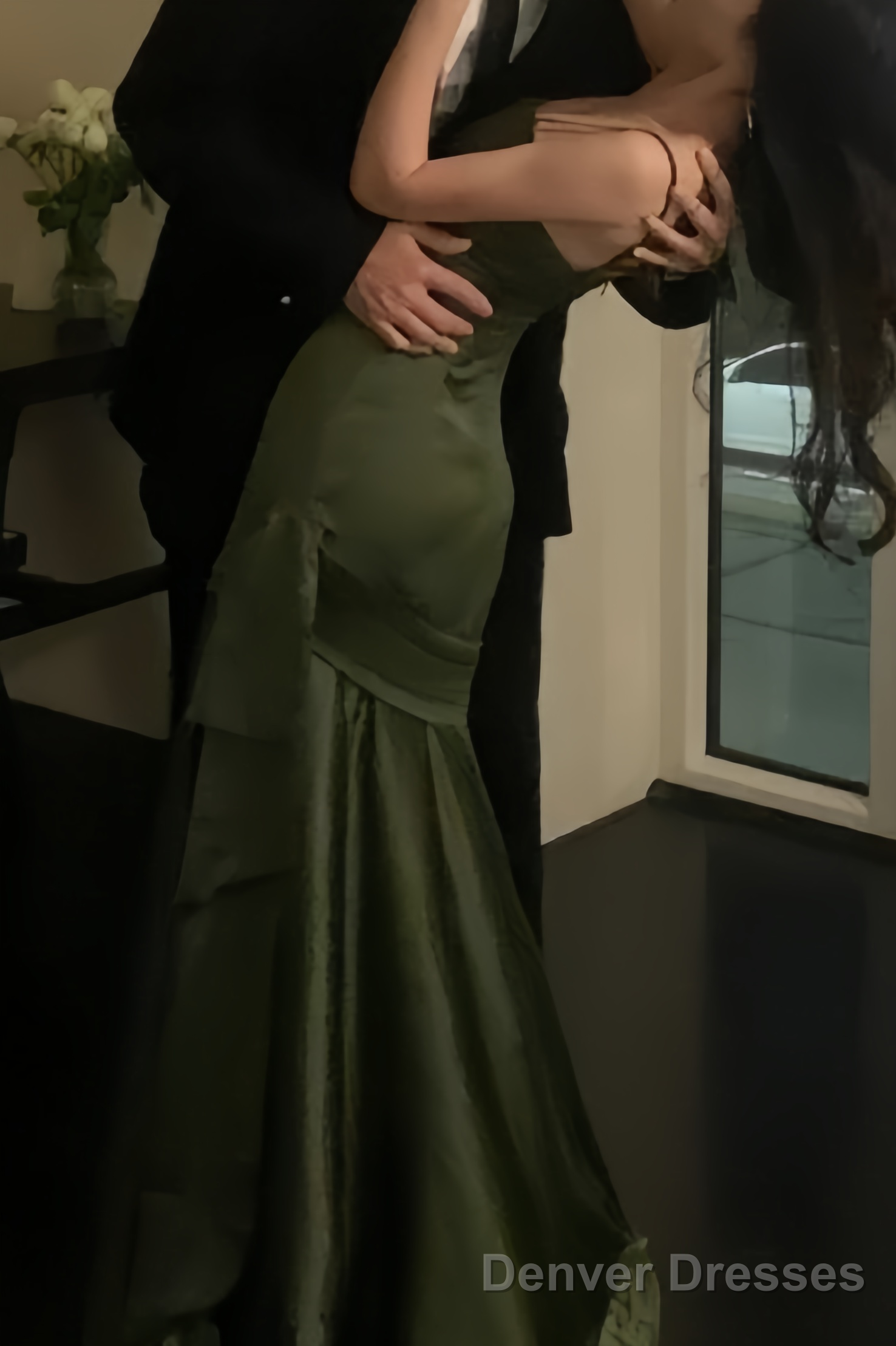 Sexy Mermaid Green Party Dresses Satin Long Prom Dresses Secondary image