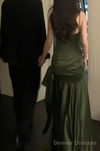 Sexy Mermaid Green Party Dresses Satin Long Prom Dresses