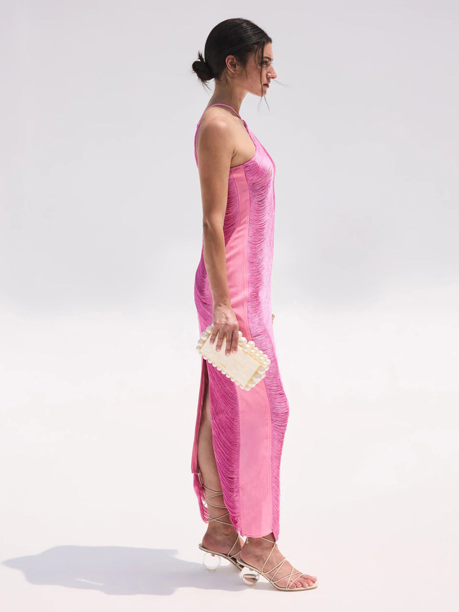 Sexy Mermaid Halter Hot Pink Long Prom Dress