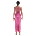 Sexy Mermaid Halter Hot Pink Long Prom Dress