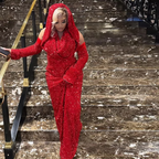 Sexy Mermaid Halter Red Sequin Long Prom Dress With Gloves