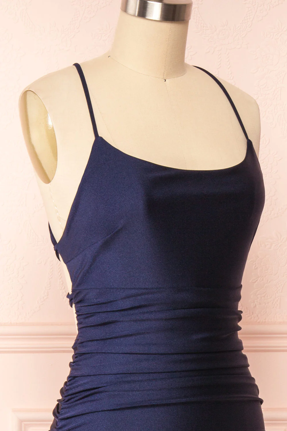 Sexy Mermaid Halter Sleeveless Navy Blue Long Prom Dress