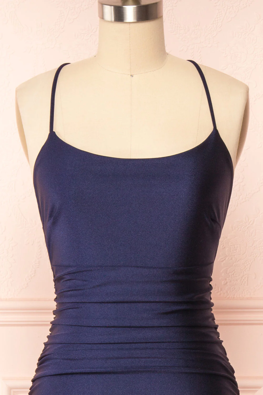 Sexy Mermaid Halter Sleeveless Navy Blue Long Prom Dress