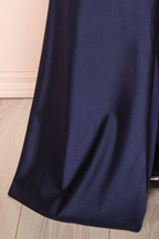 Sexy Mermaid Halter Sleeveless Navy Blue Long Prom Dress