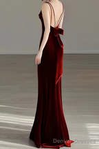 Sexy Mermaid Long Burgundy Prom Dress Evening Dresses