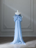Sexy Mermaid Off The Shoulder Blue Sequin Long Prom Dress Evening Gowns