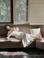 Sexy Mermaid Off The Shoulder Flowers Satin Long Evening Dress Prom Dresses