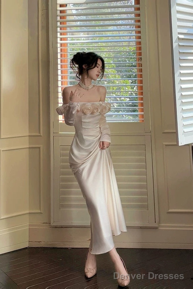 Sexy Mermaid Off The Shoulder Flowers Satin Long Evening Dress Prom Dresses Main image