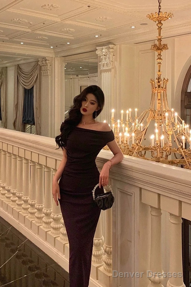 Sexy Mermaid Off The Shoulder Grape Ankle Length Prom Dresses Birthday Outfits