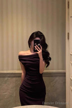 Sexy Mermaid Off The Shoulder Grape Ankle Length Prom Dresses Birthday Outfits