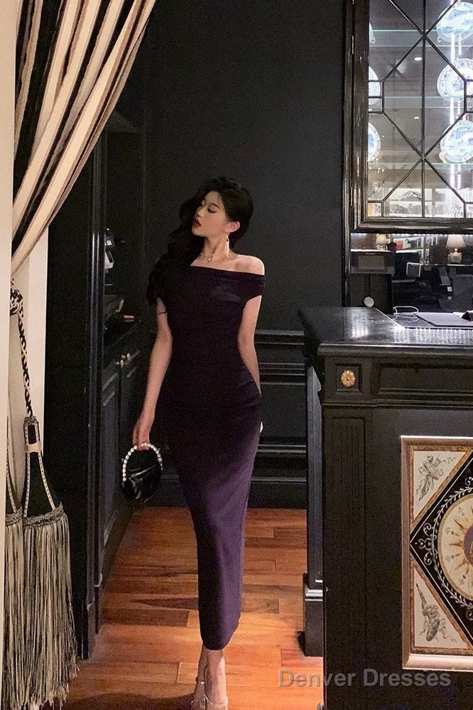 Sexy Mermaid Off The Shoulder Grape Ankle Length Prom Dresses Birthday Outfits