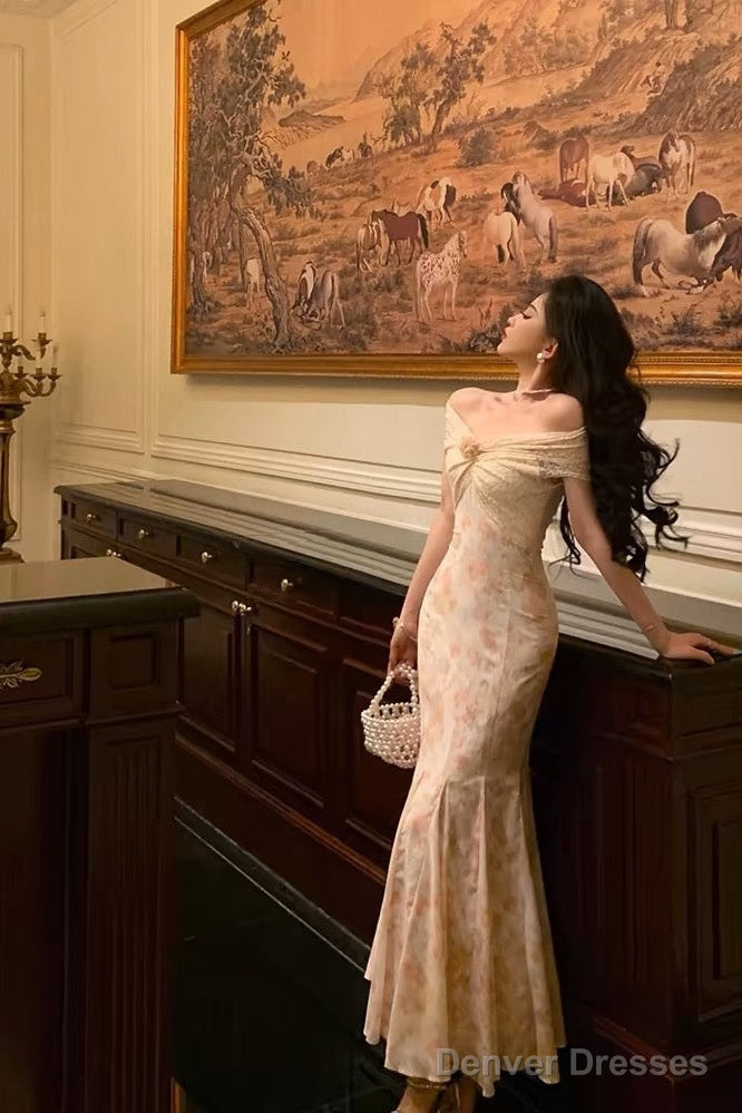 Sexy Mermaid Off The Shoulder Lace Floral Long Prom Dresses Birthday Outfits Main image