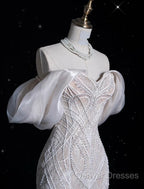 Sexy Mermaid Off The Shoulder White Lace Long Wedding Dress Brides Dress