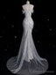 Sexy Mermaid Off The Shoulder White Lace Sequin Long Wedding Dresses Brides Dress