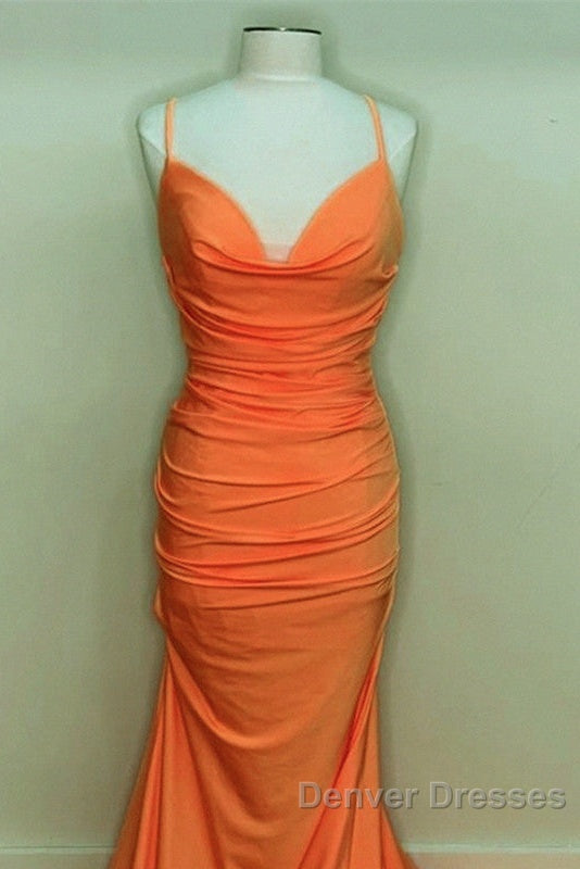 Sexy Mermaid Orange Satin Prom Dress Secondary image