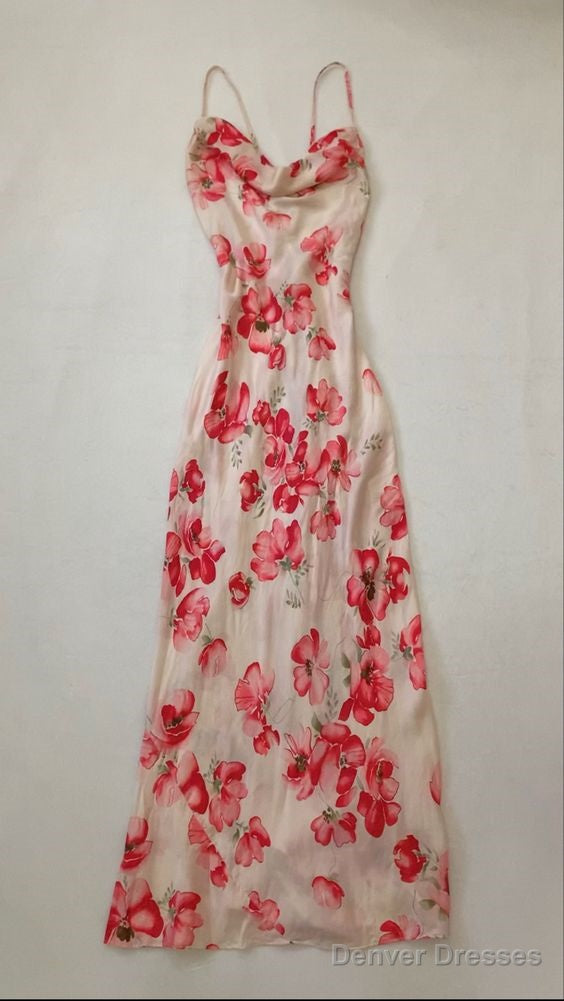 Sexy Mermaid Prom Gown With Straps Floral Pink Prom Dresses Main image