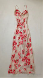 Sexy Mermaid Prom Gown With Straps Floral Pink Prom Dresses