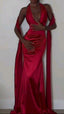 Sexy Mermaid Bright Red V Neckline Prom Dress 22Th Birthday Outfits