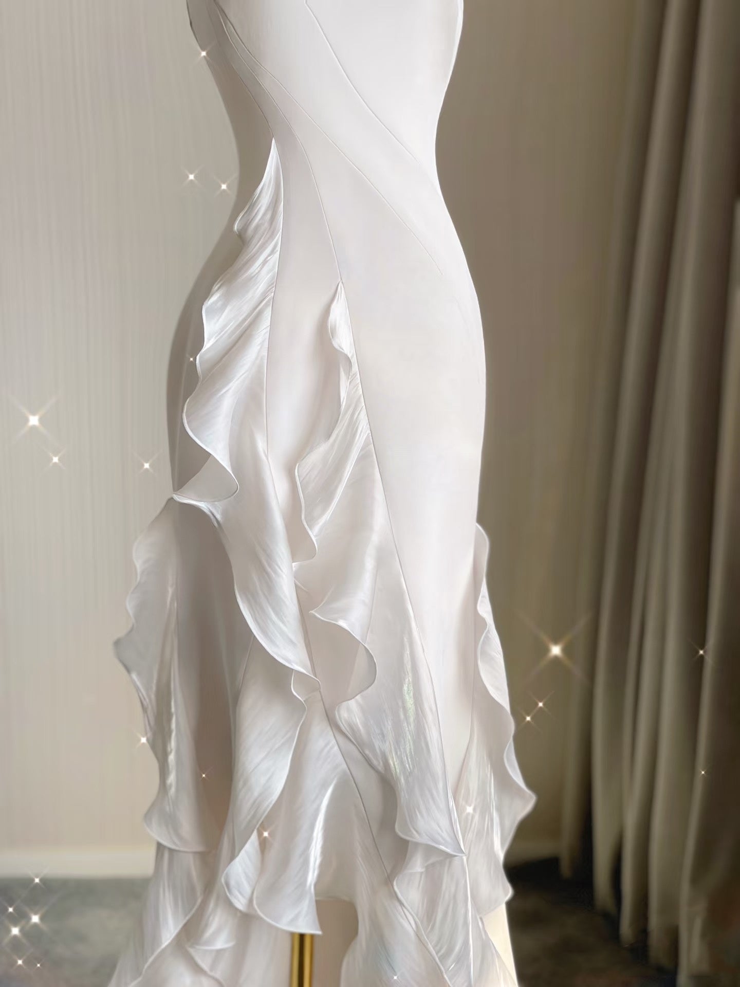 Sexy Mermaid Scoop Satin Night Party Dress White Long Prom Dress
