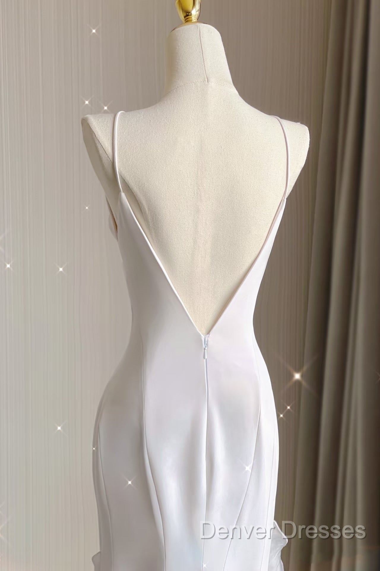Sexy Mermaid Scoop Satin Night Party Dress White Long Prom Dress