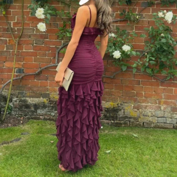 Sexy Mermaid Spaghetti Straps Ankle Length Chiffon Evening Dress Prom Dress