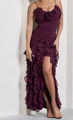 Sexy Mermaid Spaghetti Straps Ankle Length Chiffon Evening Dress Prom Dress