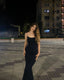 Sexy Mermaid Spaghetti Straps Black Satin Long Prom Dress Trendy Party Dress For Women