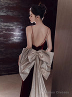 Sexy Mermaid Spaghetti Straps Burgundy Velvet Long Evening Dress Prom Dresses