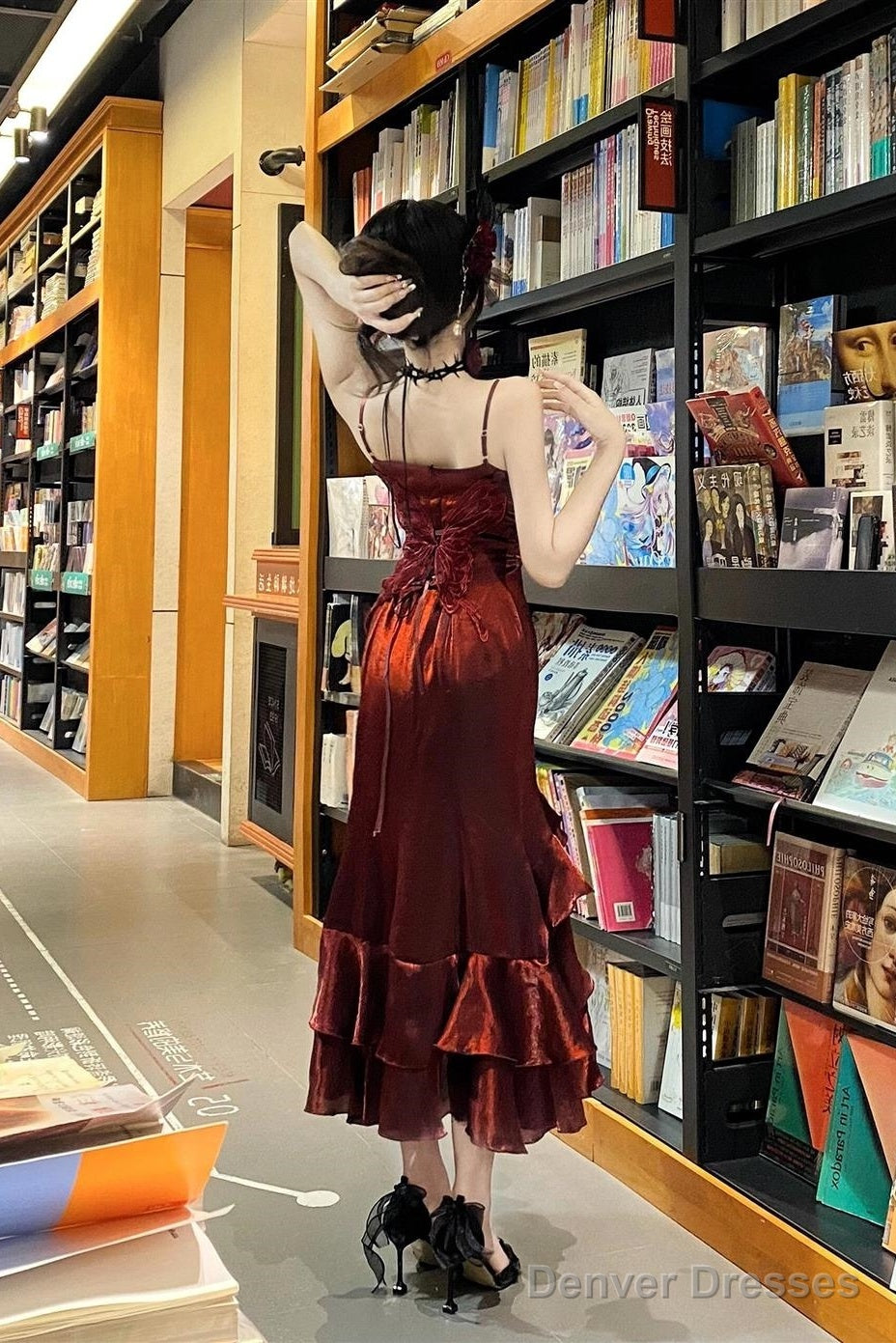 Sexy Mermaid Spaghetti Straps Burgundy Velvet WomenS Beach Dress Vacation Dresses Birthday Dress Secondary image