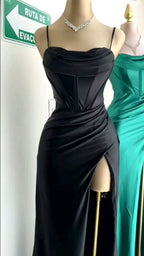 Sexy Mermaid Spaghetti Straps Olive Green Long Evening Dress Backless Prom Dress