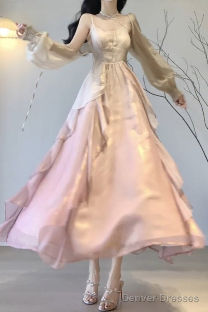 Sexy Mermaid Spaghetti Straps Ombre Pink Chiffon Dress Long Prom Dresses Birthday Outfits