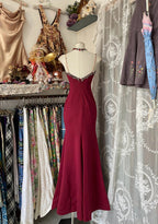 Sexy Mermaid Spaghetti Straps Red Lace Prom Dress Long Party Dress