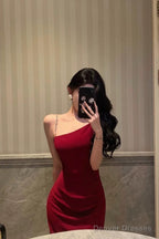 Sexy Mermaid Spaghetti Straps Red Prom Dresses Birthday Outfits Evening Gown