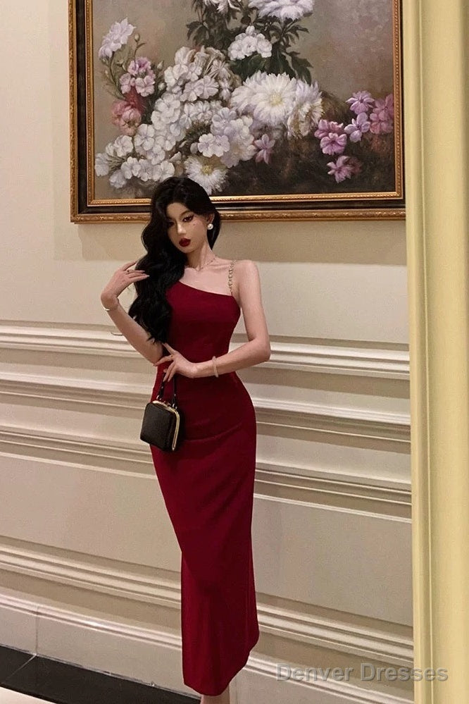 Sexy Mermaid Spaghetti Straps Red Prom Dresses Birthday Outfits Evening Gown